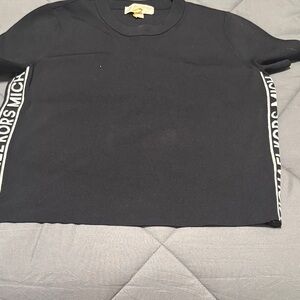 Michael Kors Black Crewneck Sweater with Logo Side Trim